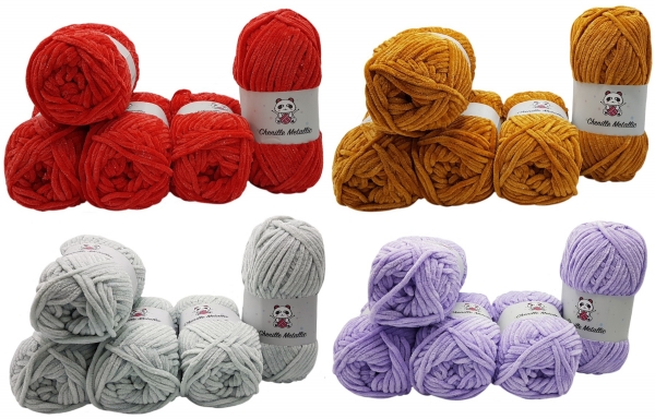 Chenille Metallic Strickwolle
